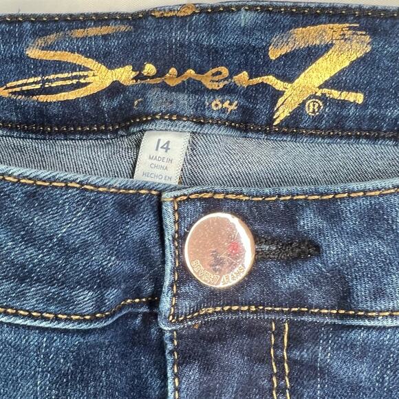 Seven7 Sunset Bermuda Denim Jean Short Size 14 DK Blue Wash - Picture 9 of 9